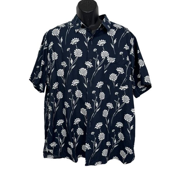 Vince Nomad Floral Short Sleeve Button-Up Coastal Navy Shirt Mens Size XXL - Picture 6 of 13